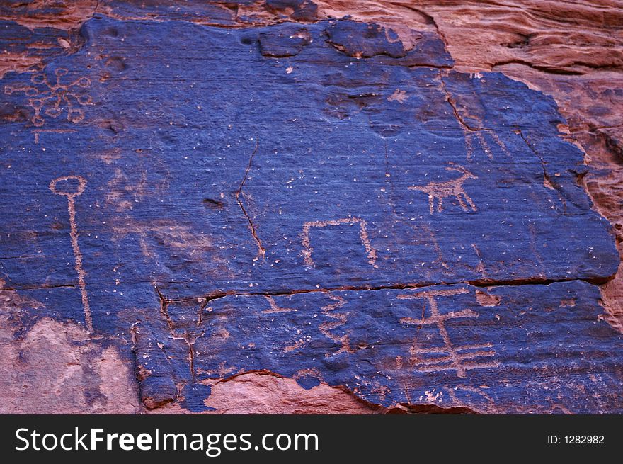 Petroglyphs On Canyon Wall