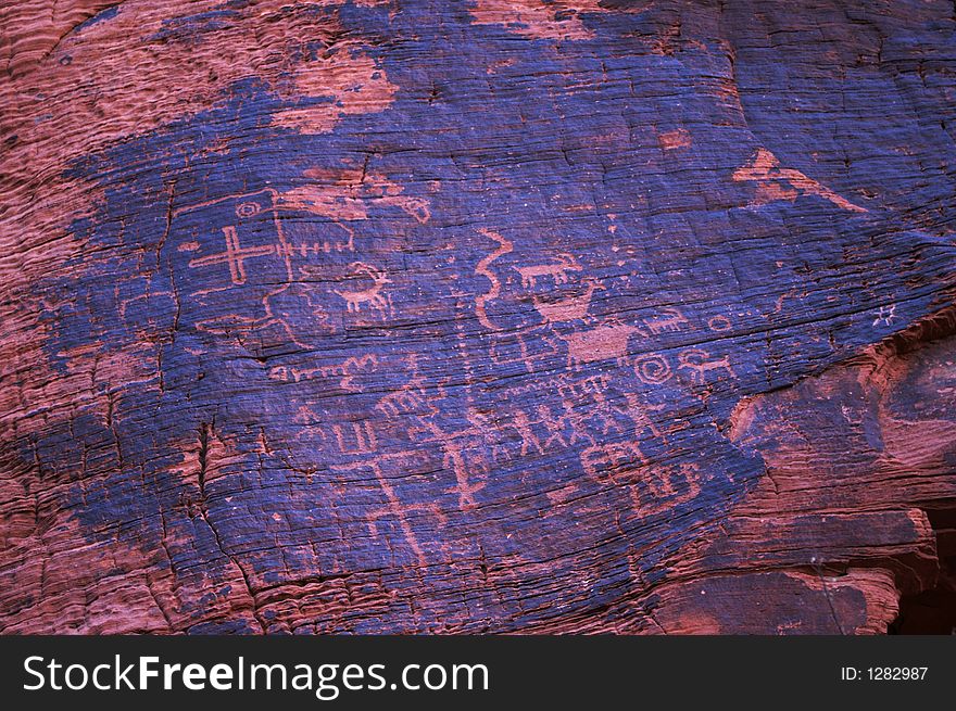 Petroglyphs On Canyon Wall