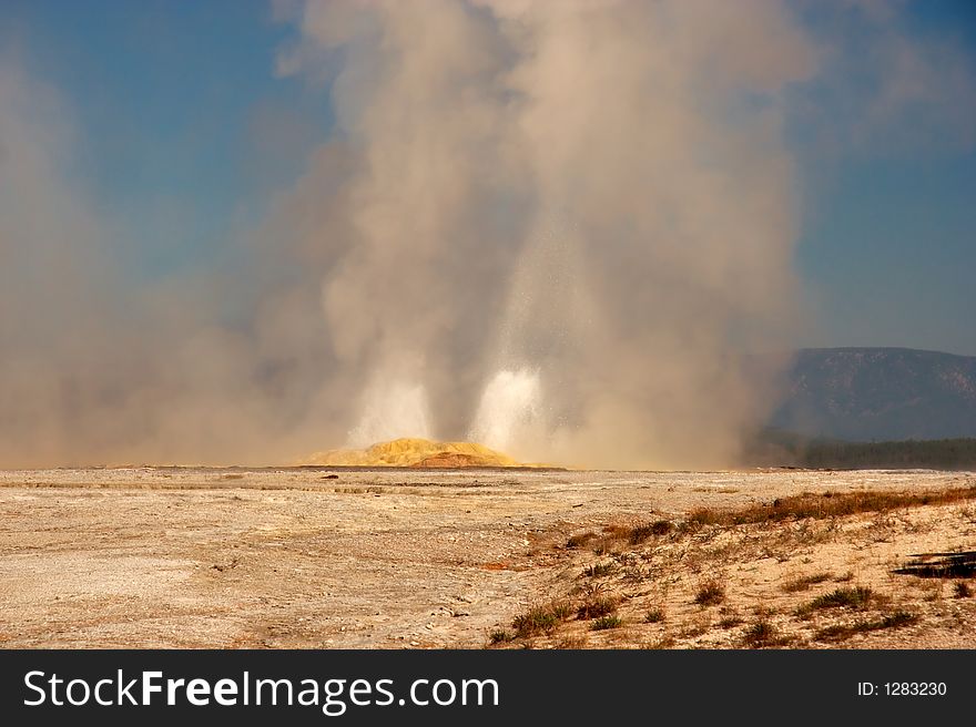 Geyser site in Yellowstone Park