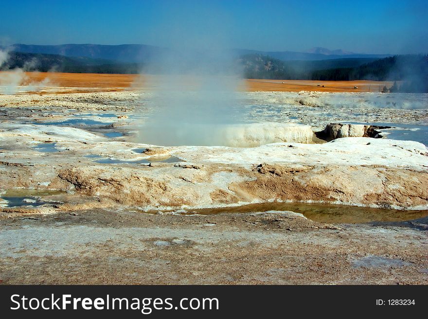 Springs site in Yellowstone Park. Springs site in Yellowstone Park