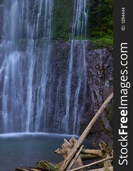 Waterfall in the rainforest of the Olympic Peninsula in Washington State. Waterfall in the rainforest of the Olympic Peninsula in Washington State