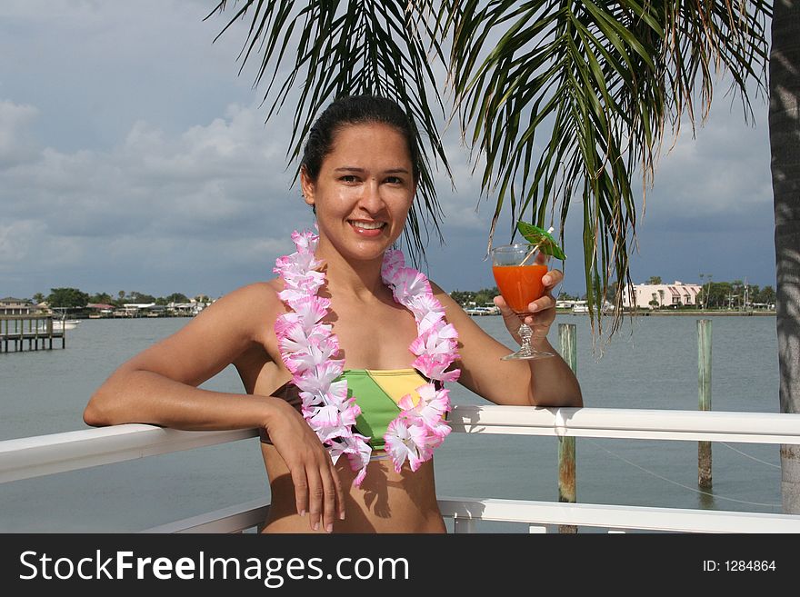 Mango cocktail by the seashore