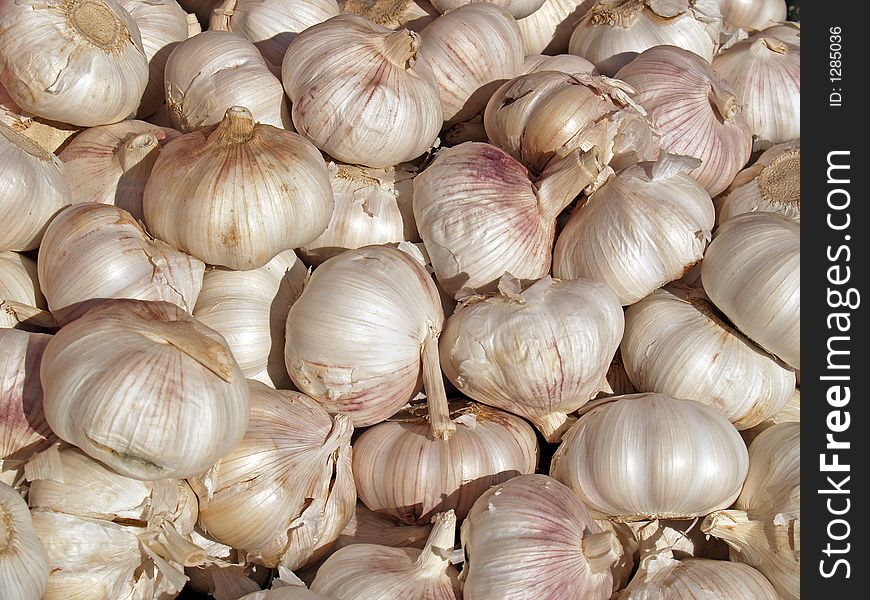 Pile of garlic in a market