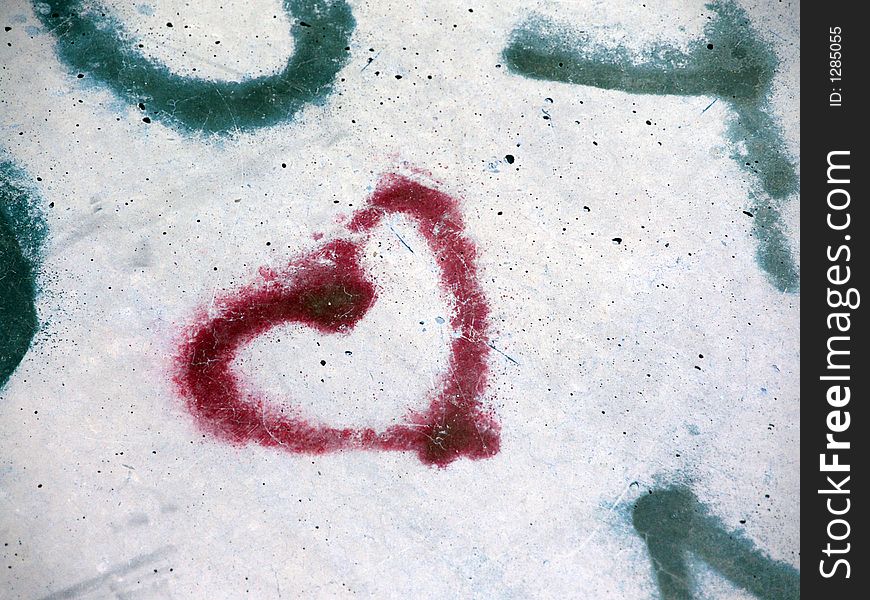 Heart painted in a stone wall. Heart painted in a stone wall