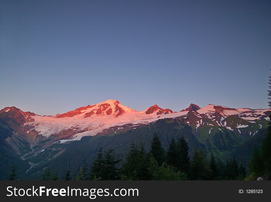 Sunset on Mount Baker, in the North Cascades of Washington State. Sunset on Mount Baker, in the North Cascades of Washington State