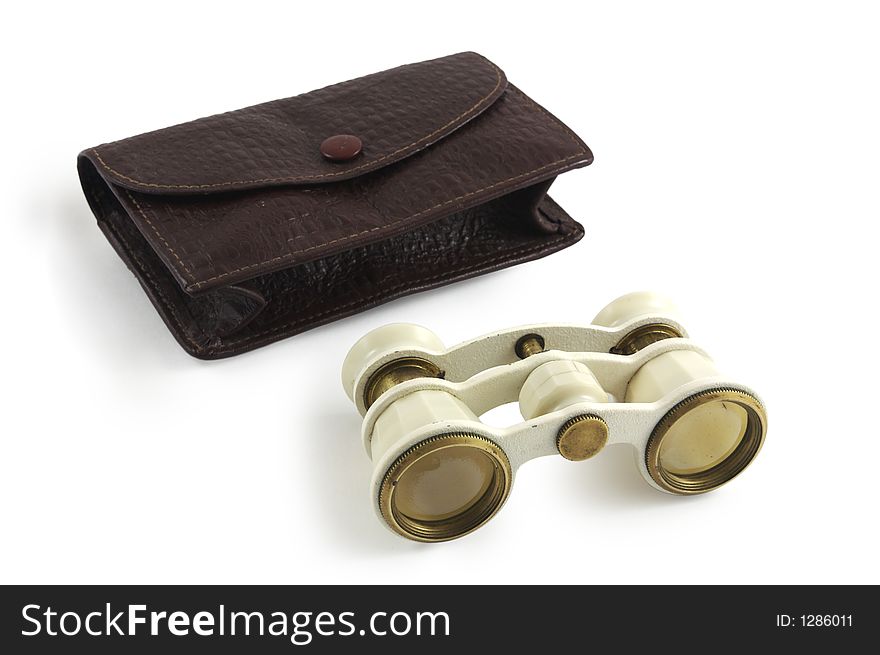 Theater binoculars and holder. Clipping path included.