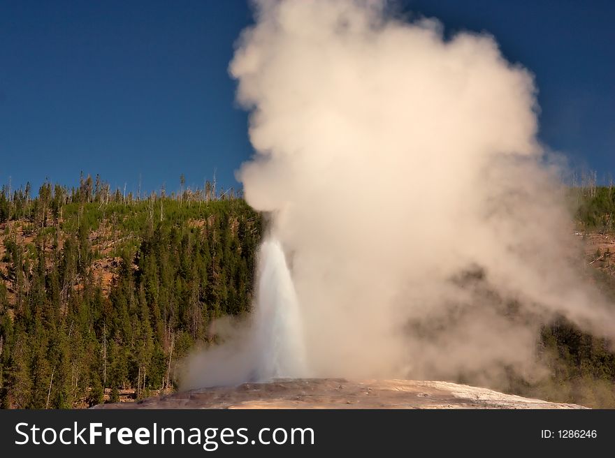 Old Faithful geyser at Yellowstone park