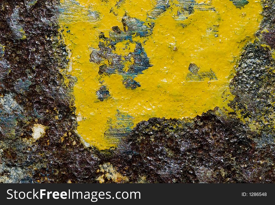 Rusting sheet of painted metal. Rusting sheet of painted metal