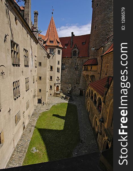 Courtyard of Castle Bouzov in the Czech Republic. Courtyard of Castle Bouzov in the Czech Republic