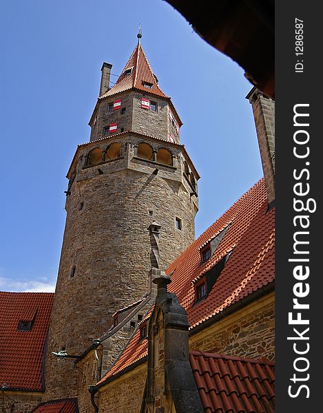 Main Tower of Castle Bouzov in the Czech Republic. Main Tower of Castle Bouzov in the Czech Republic