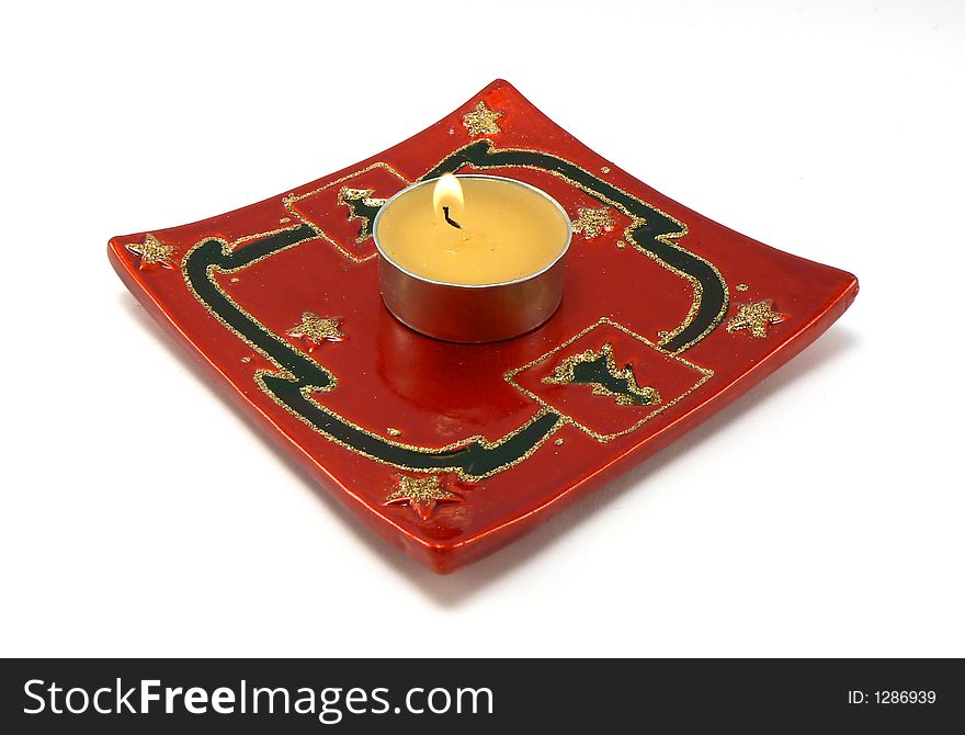 Xmas tray with yellow candle