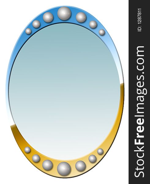 Oval frame with chrome gradients and shiny balls. Oval frame with chrome gradients and shiny balls