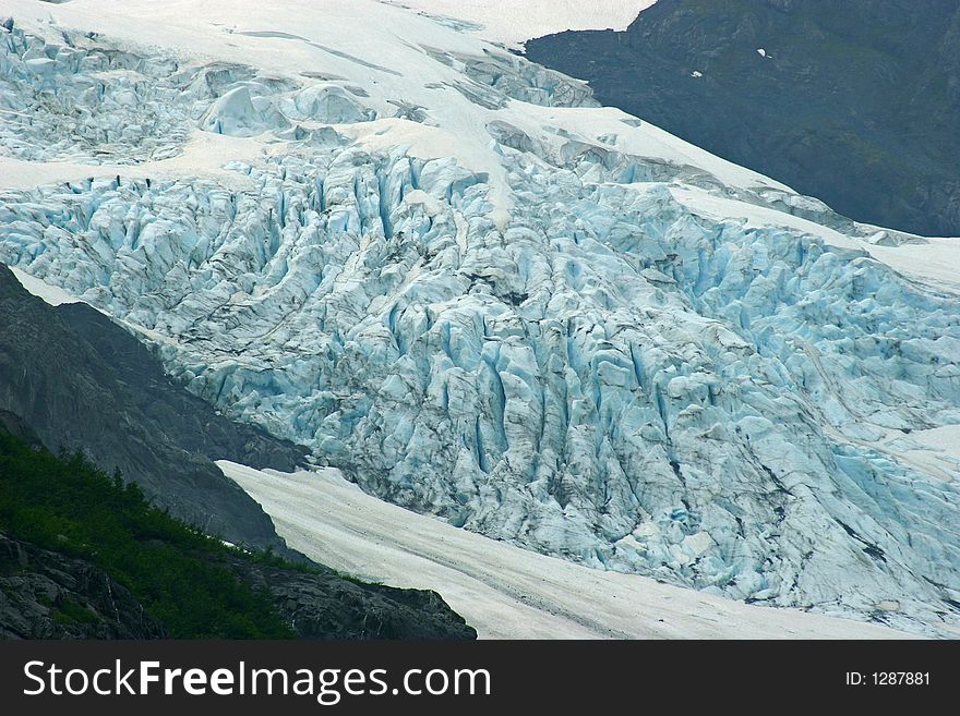 Front view of a glacier mountain in Alaska