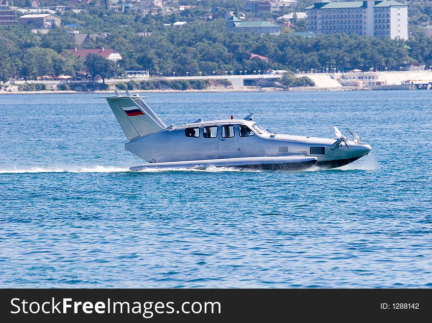 Airfoil boat in the bay