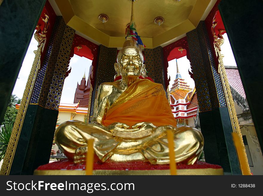 Golden Buddha statue in Thailand.
