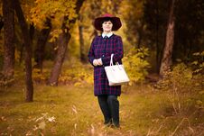 Happy Senior Woman Enjoy Autumn. Shopping Concept Royalty Free Stock Photo