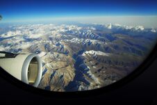 Top View Of Tiansan Mountain Range From Airplane Window, Xinjiang, China Stock Photo