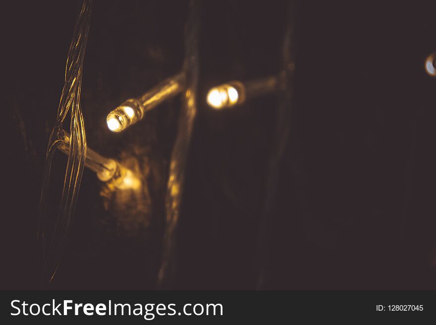 Small Night light bulb LED and bokeh background On the night of the festival