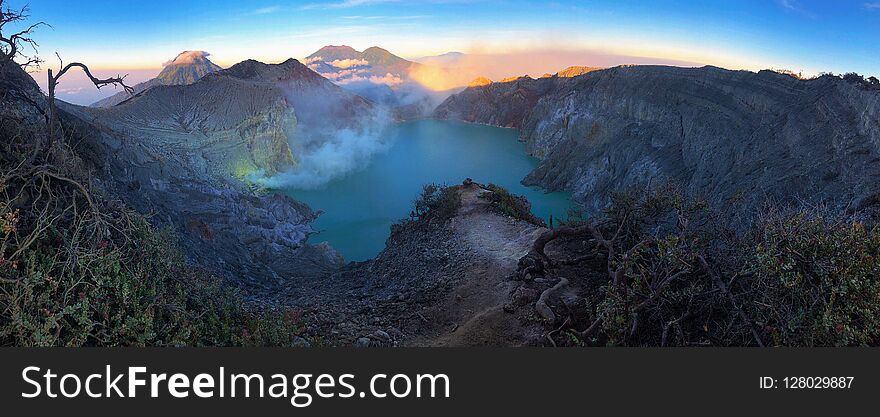 Panorama Beautiful Landscape View Of Kawah Ijen