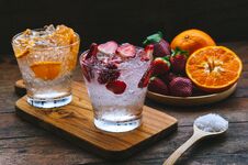 Sweet Fruits Beverage Strawberry Soda And Orange Soda Cold Drink Stock Photography