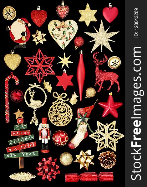 Christmas gold bauble retro and new decorations for tree decorating isolated on black background. Christmas gold bauble retro and new decorations for tree decorating isolated on black background.