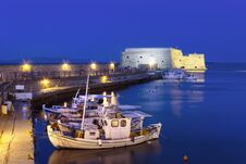 Old Venetian Koules Fortress, At Night, Heraklion, Crete. Royalty Free Stock Image