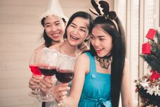 Party Concept, Portrait Of Young Woman Having Fun While Holding Stock Photo