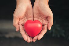 Woman Hands Holding Red Heart To Giving Someone Royalty Free Stock Photo