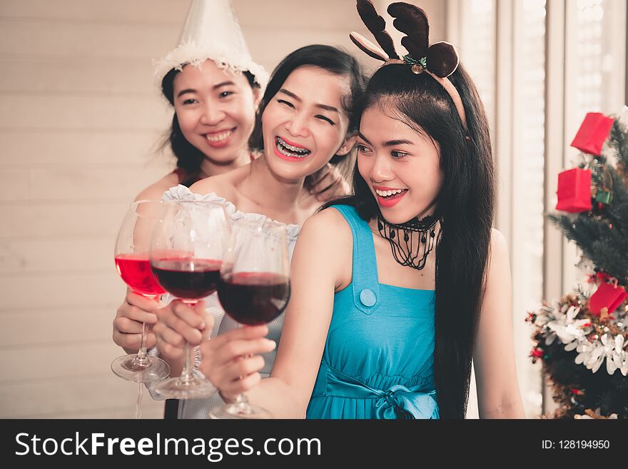 Party Concept, Portrait Of Young Woman Having Fun While Holding