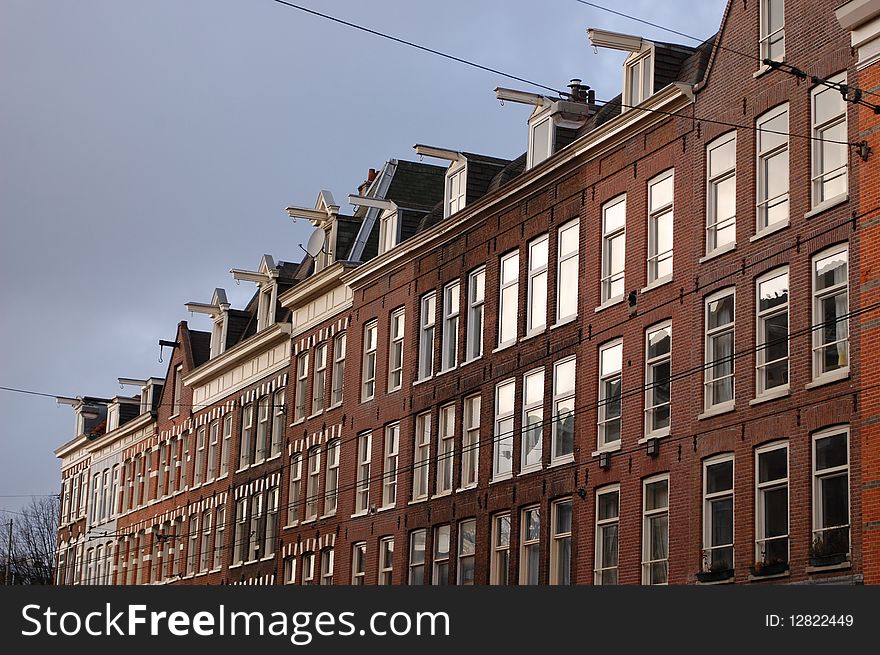 A row of houses in Amsterdam. A row of houses in Amsterdam