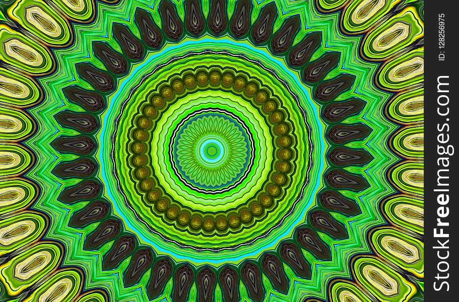 Green, Pattern, Circle, Symmetry