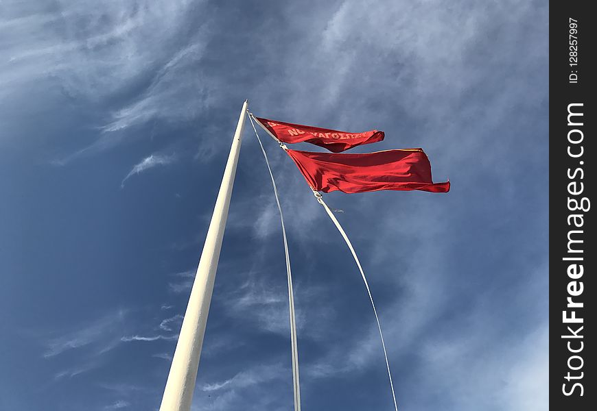 Sky, Cloud, Flag, Wind