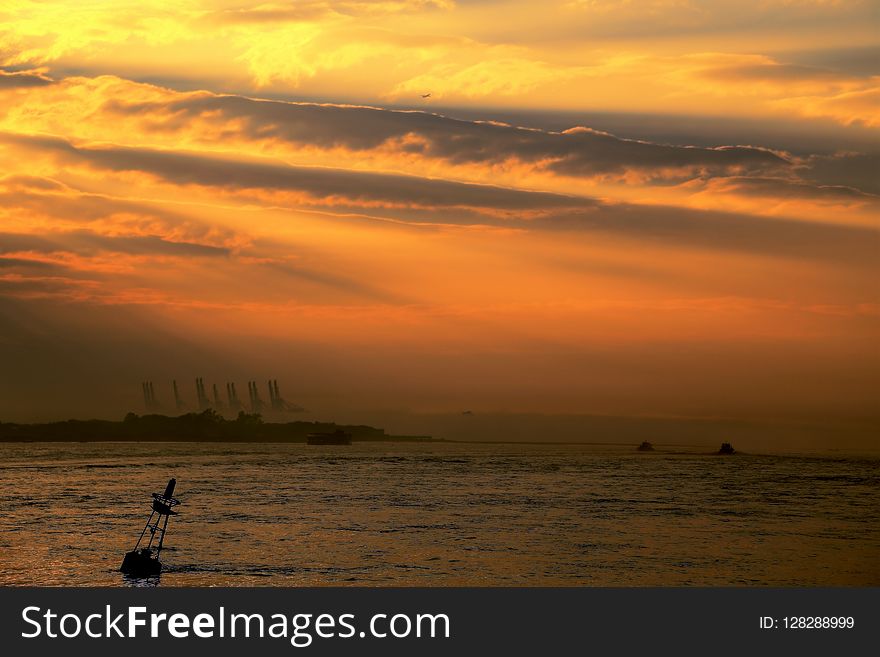 The Golden Beach And Colorful Sky