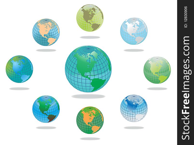 Earth globes set, illustration