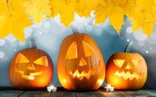 Halloween Pumpkins And Candles Royalty Free Stock Photos Halloween Pumpkins And Candles Royalty Free Stock Photos