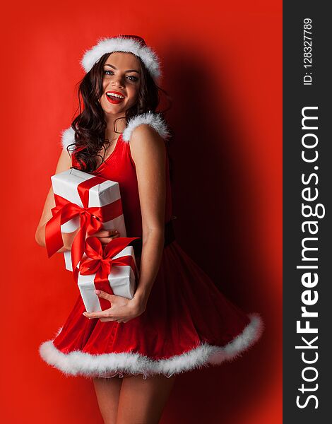 Pin-up Santa Girl With Gifts