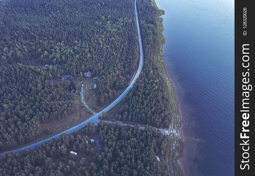 Drone Image. Aerial View Shore Line In Baltic Sea, Hiiumaa, Estonia - Vintage Retro Look