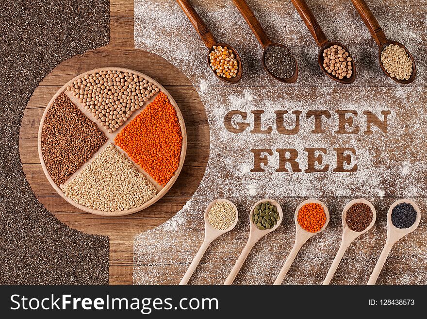 Gluten free food - various grains and seeds