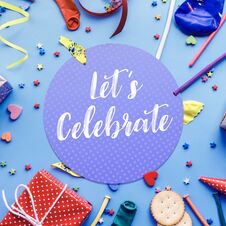 2019 Let`s Celebrate,party Concepts Ideas With Colorful Element Royalty Free Stock Photo