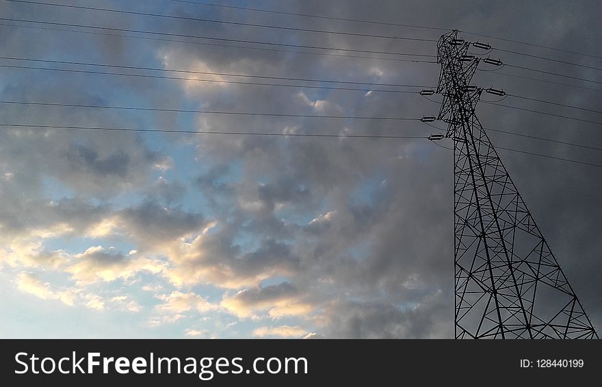 Sky, Cloud, Transmission Tower, Electricity