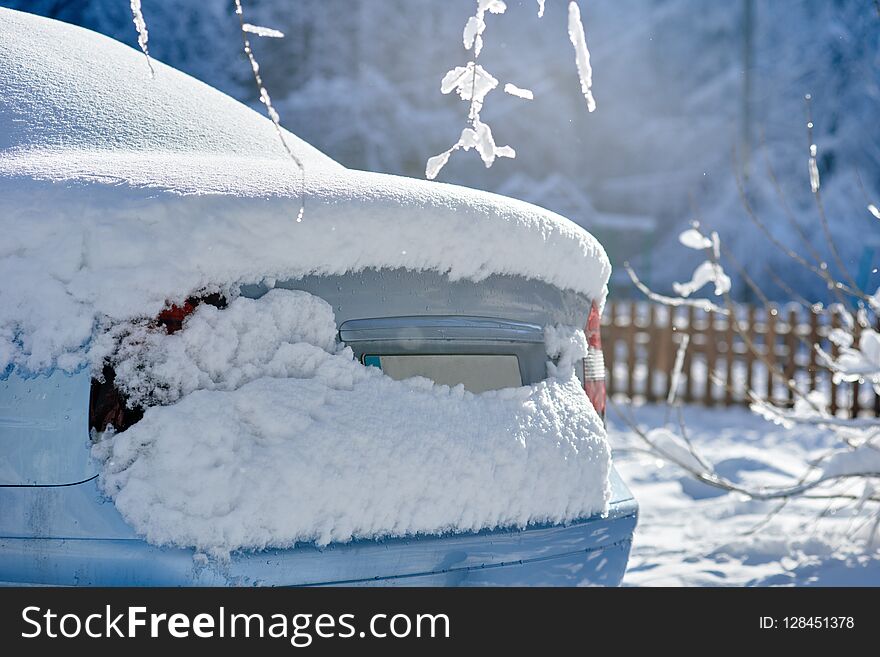 Parked car in snow