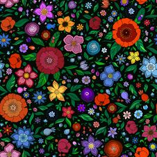 Floral Seamless Pattern With Flowers. Royalty Free Stock Photos
