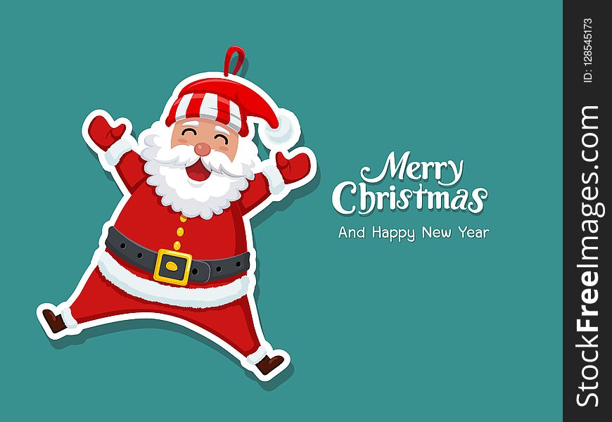 Cute Cartoon Santa Claus Sticker. Merry Christmas and happy new