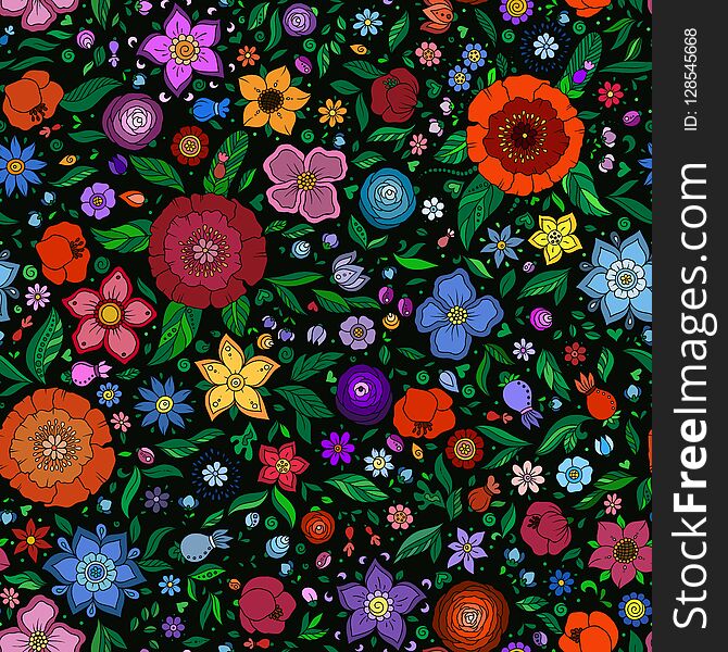 Floral Seamless Pattern With Flowers.