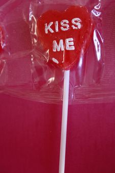 Lollipop Heart With Kiss Me Royalty Free Stock Image