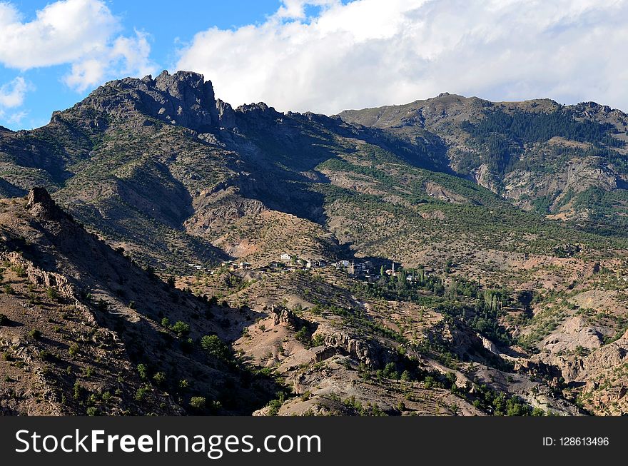 Mountainous Landforms, Mountain, Sky, Ridge