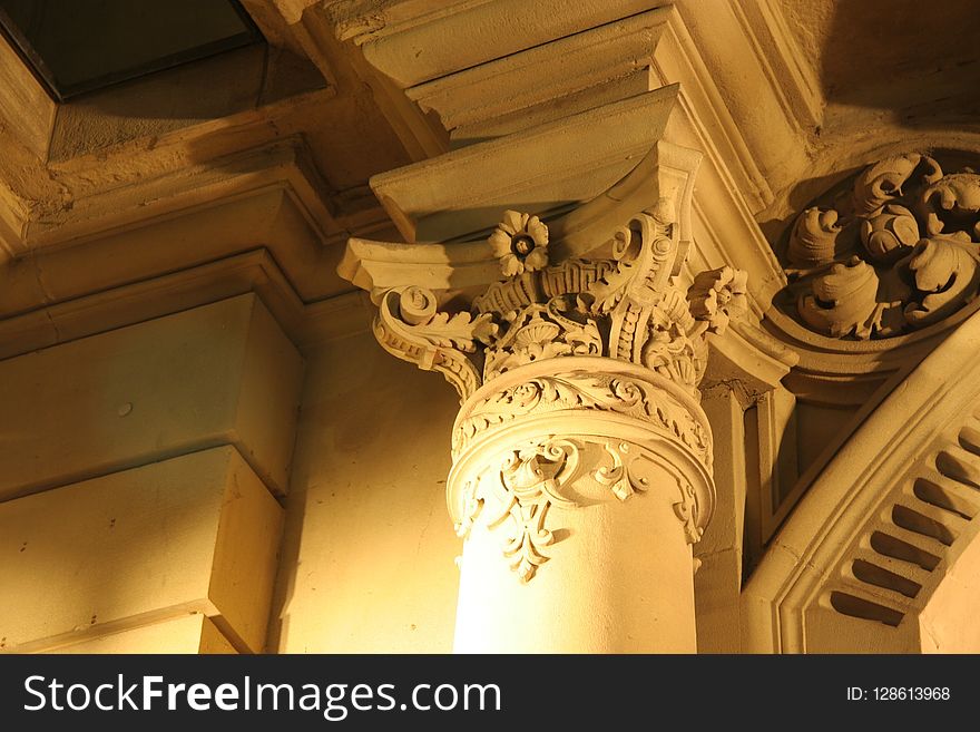 Column, Structure, Carving, Ceiling