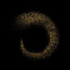 Golden Glitter Circle. Wave Of Gold Glitter Confetti. Bright Background For Luxury Premium Design. Glitter Particle Swirl Circle E Royalty Free Stock Image