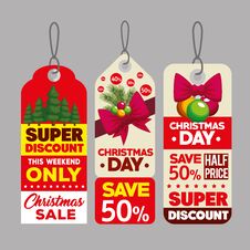 Free Christmas Sale Decorative Tags Stock Photos - 128716263