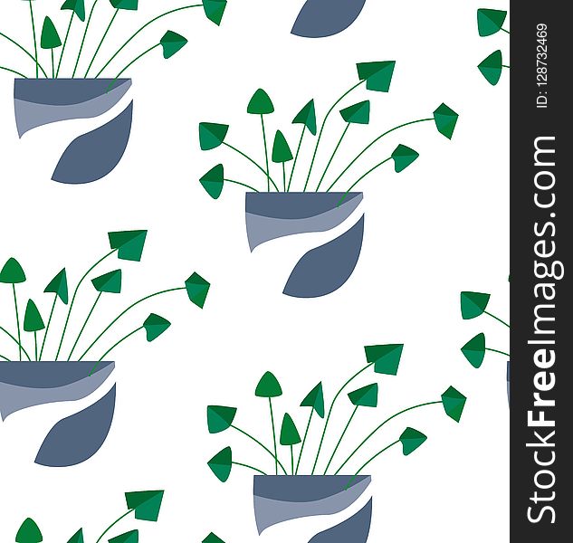 Exotic seamless pattern tropical houseplant in a flower pot.